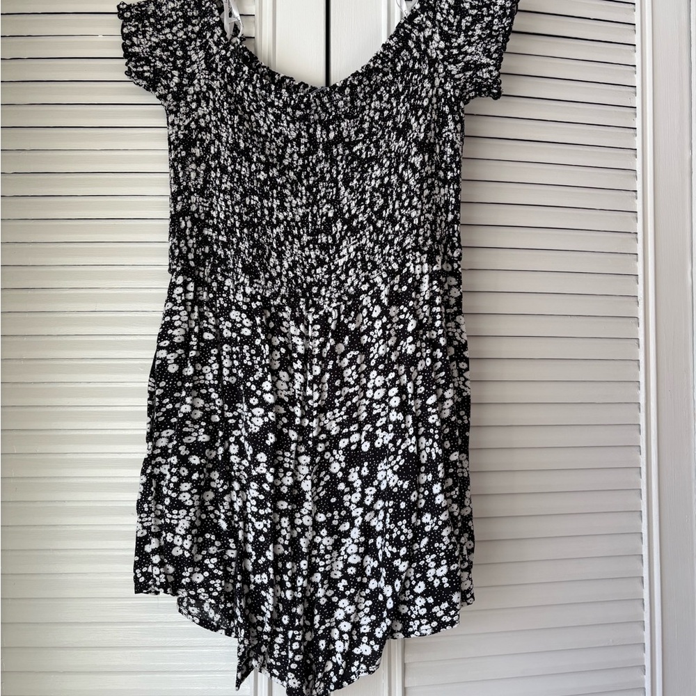 Lulu's Black and White Floral Romper